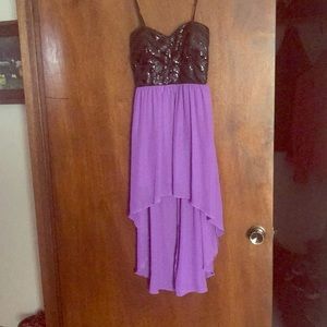 Black and purple high low dress